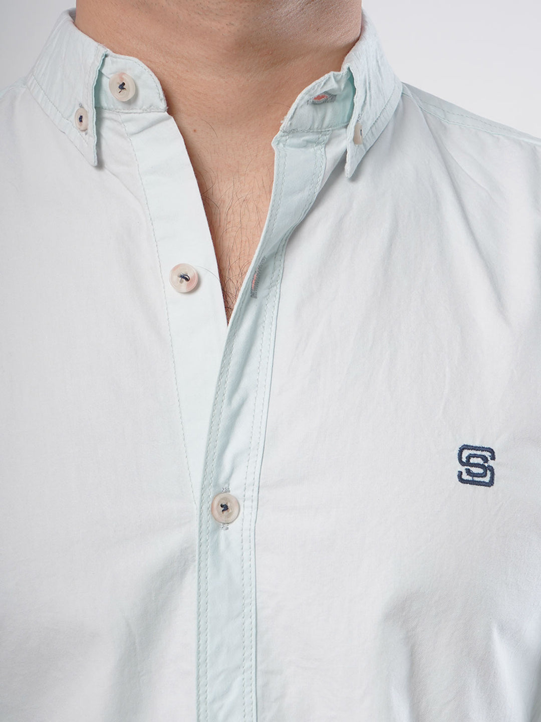 Light Blue Plain Button Down Casual Shirt (CSB-56)