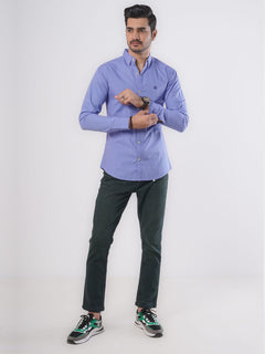 Ink Blue Plain Button Down Casual Shirt (CSB-57)