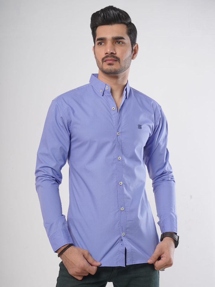 Ink Blue Plain Button Down Casual Shirt (CSB-57)