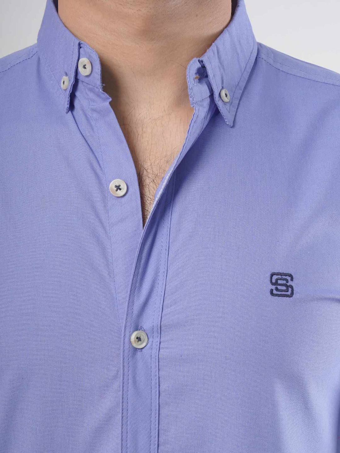 Ink Blue Plain Button Down Casual Shirt (CSB-57)