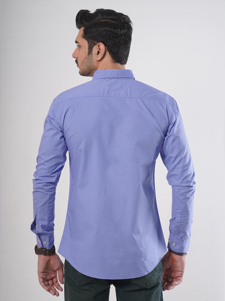 Ink Blue Plain Button Down Casual Shirt (CSB-57)