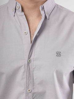 Light Grey Plain Button Down Casual Shirt (CSB-59)