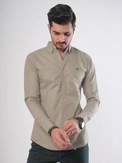 Beige Plain Button Down Casual Shirt (CSB-62)