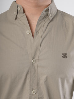 Beige Plain Button Down Casual Shirt (CSB-62)