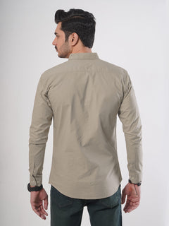 Beige Plain Button Down Casual Shirt (CSB-62)