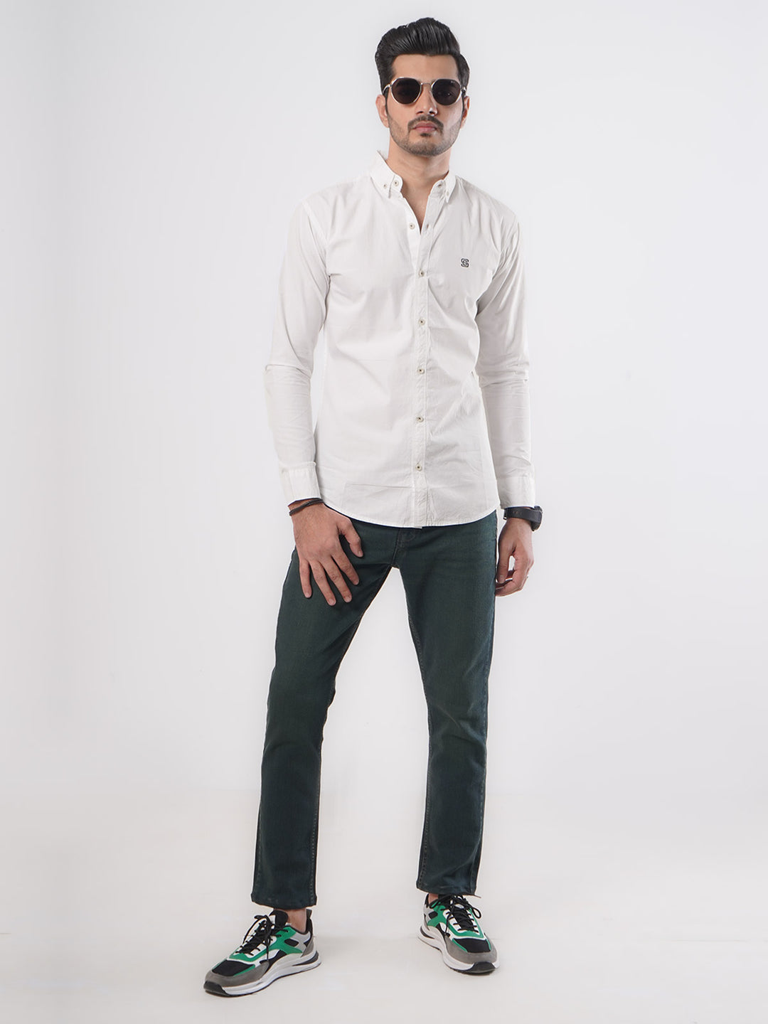 White Plain Button Down Casual Shirt (CSB-64)