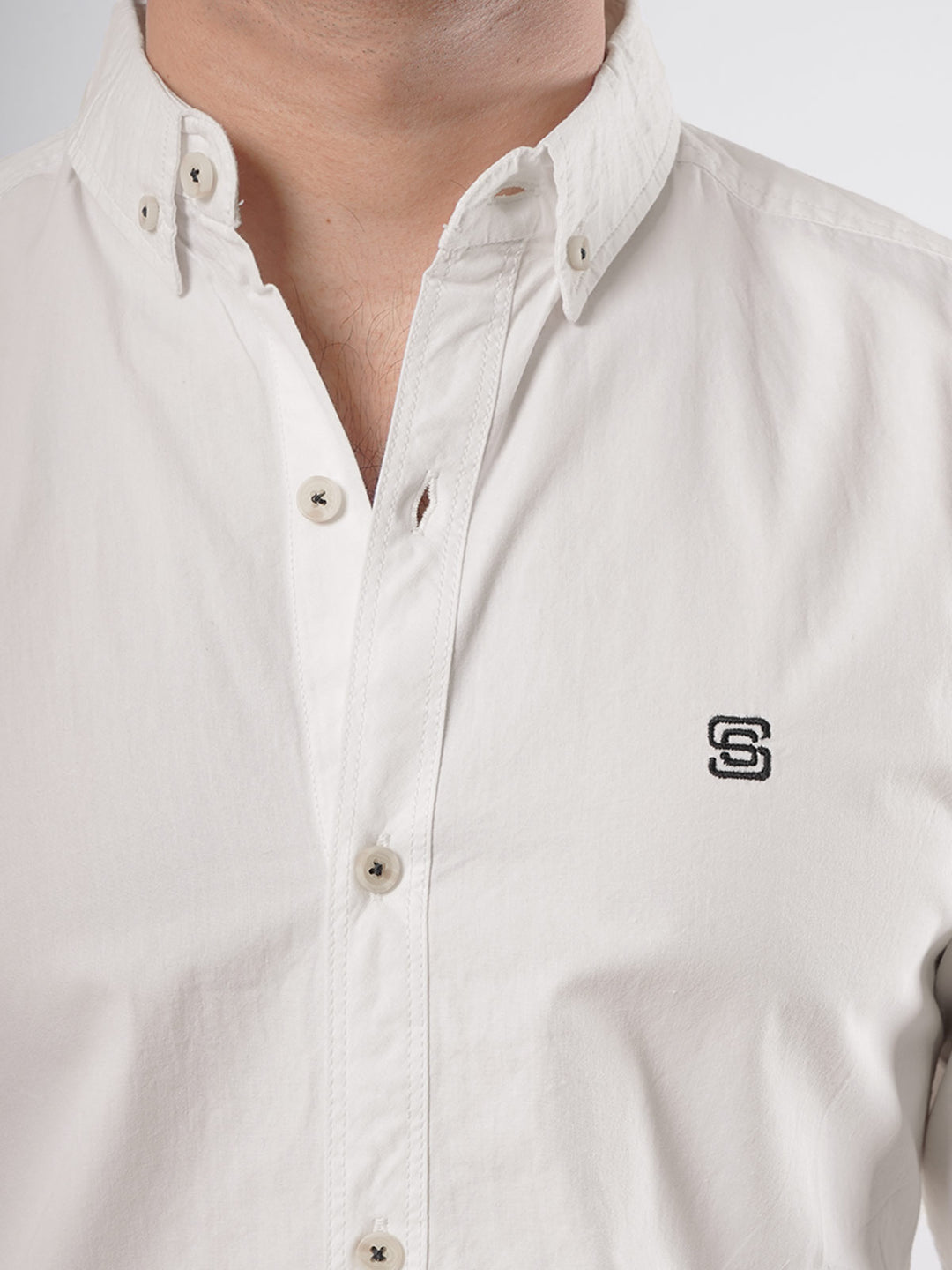 White Plain Button Down Casual Shirt (CSB-64)