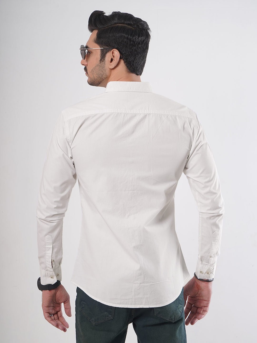 White Plain Button Down Casual Shirt (CSB-64)