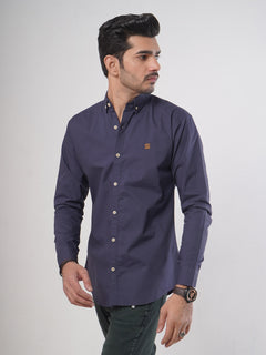 Navy Blue Plain Button Down Casual Shirt (CSB-65)