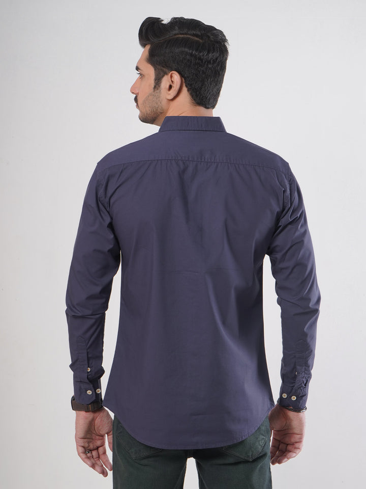 Navy Blue Plain Button Down Casual Shirt (CSB-65)