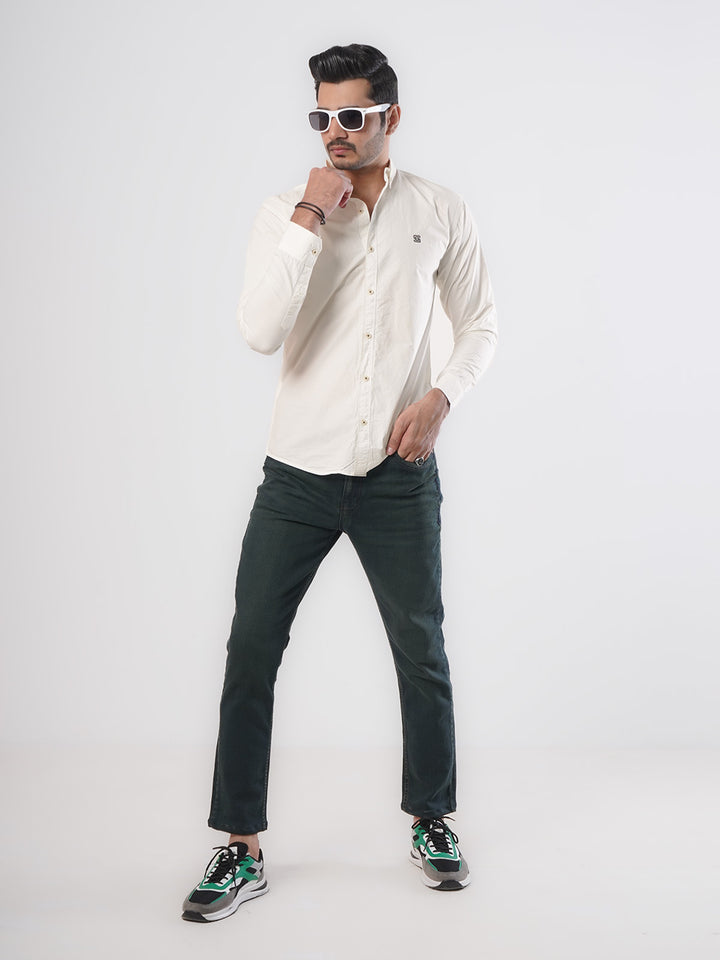 White Plain Button Down Casual Shirt (CSB-66)