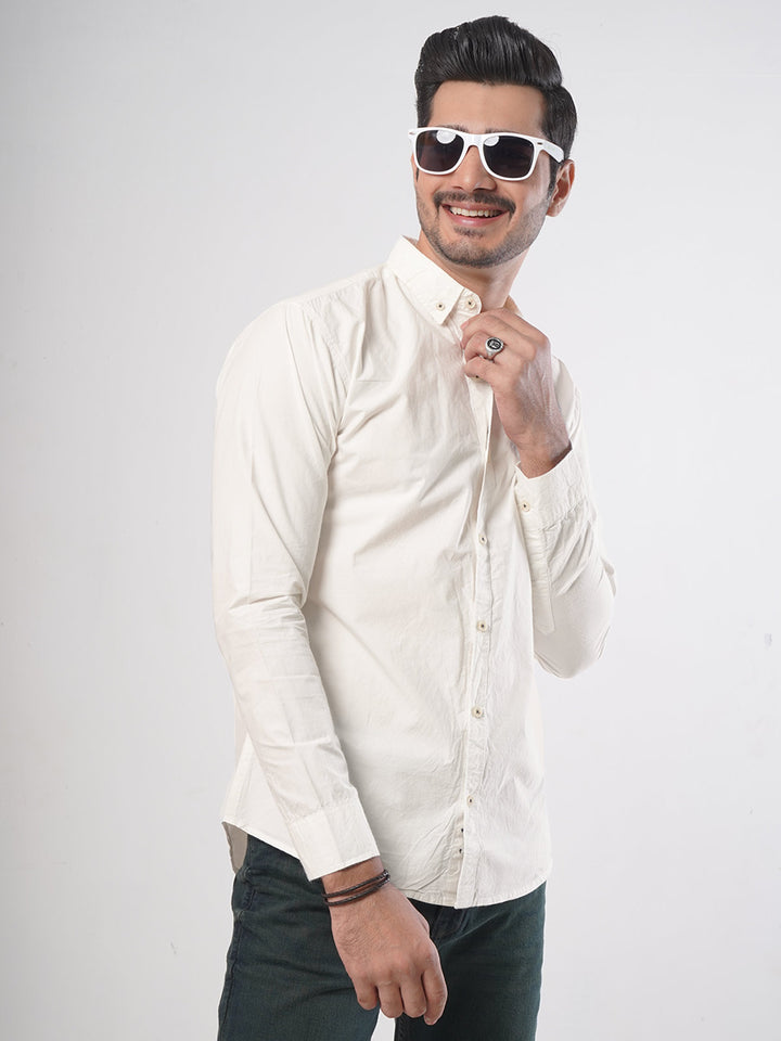 White Plain Button Down Casual Shirt (CSB-66)