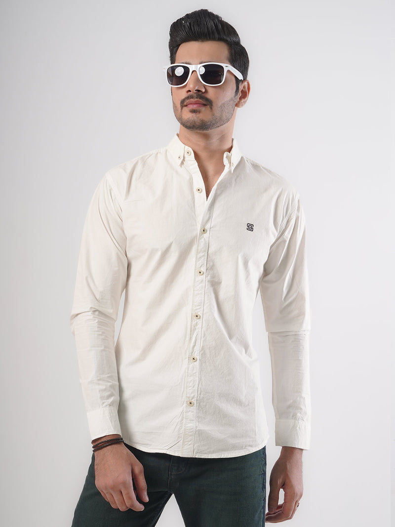 White Plain Button Down Casual Shirt (CSB-66)