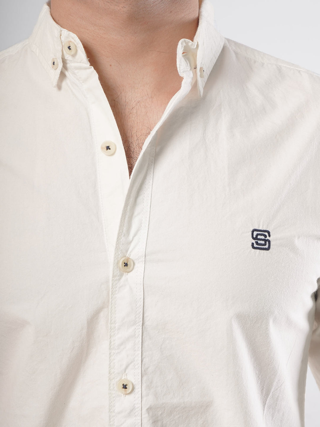 White Plain Button Down Casual Shirt (CSB-66)