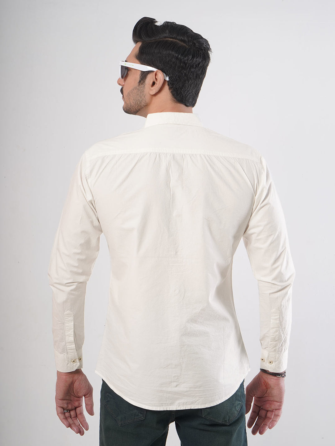 White Plain Button Down Casual Shirt (CSB-66)