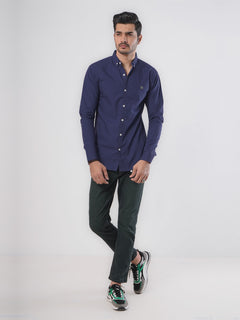 Navy Blue Plain Button Down Casual Shirt (CSB-68)