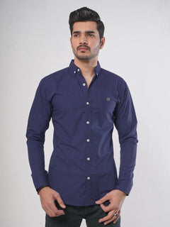 Navy Blue Plain Button Down Casual Shirt (CSB-68)