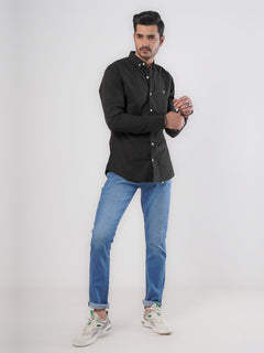 Black Plain Button Down Casual Shirt (CSB-69)