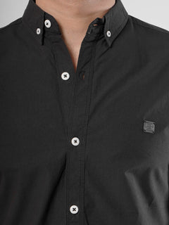 Black Plain Button Down Casual Shirt (CSB-69)