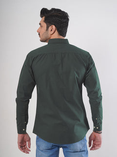 Bottle Green Plain Button Down Casual Shirt (CSB-70)