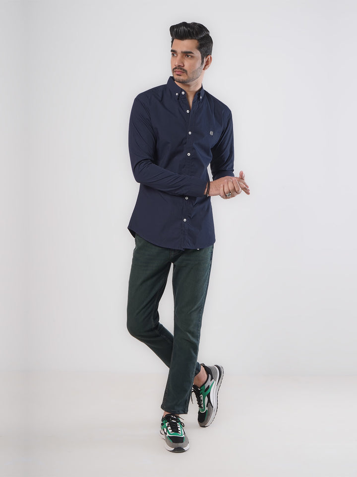 Royal Blue Plain Button Down Casual Shirt (CSB-71)