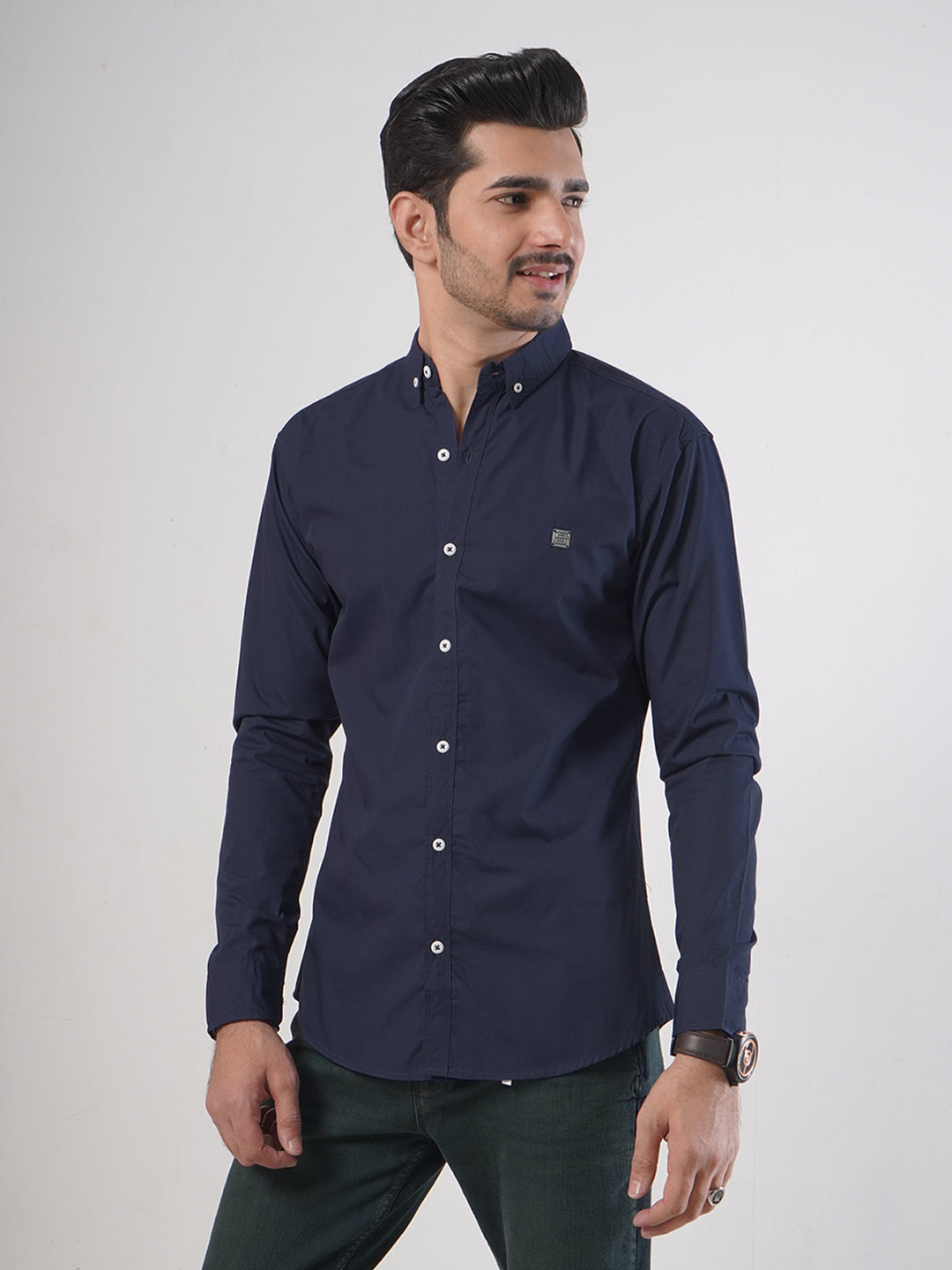 Royal Blue Plain Button Down Casual Shirt (CSB-71)