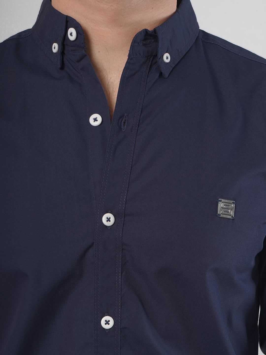 Royal Blue Plain Button Down Casual Shirt (CSB-71)