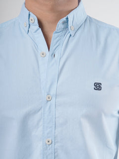 Sky Blue Plain Button Down Casual Shirt (CSB-73)