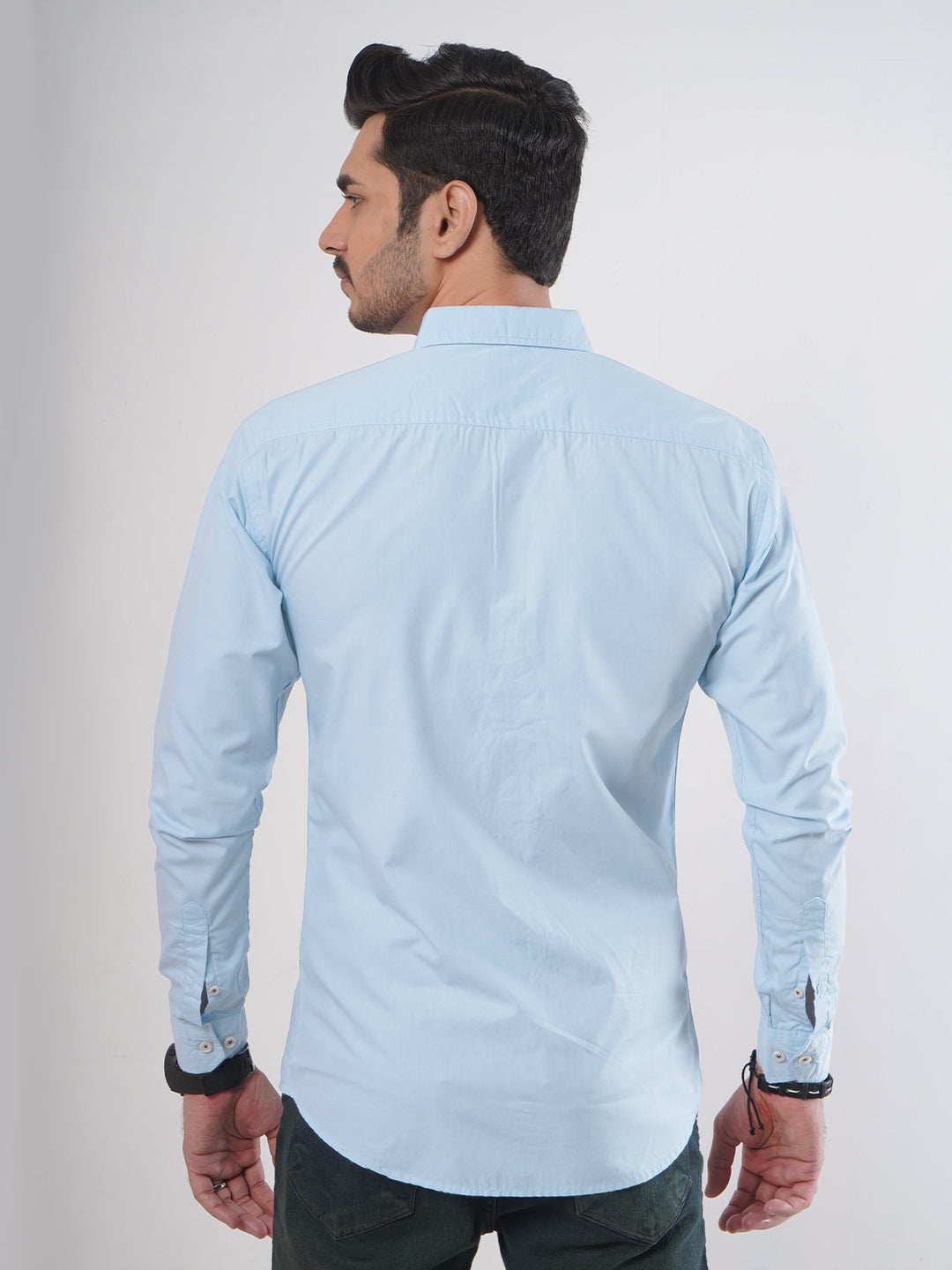 Sky Blue Plain Button Down Casual Shirt (CSB-73)