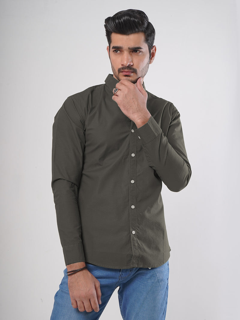 Dark Brown Plain Button Down Casual Shirt (CSB-74)