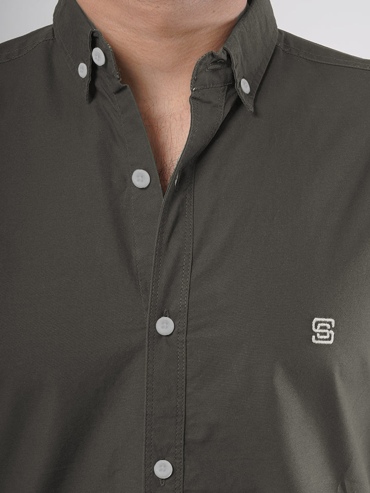 Dark Brown Plain Button Down Casual Shirt (CSB-74)