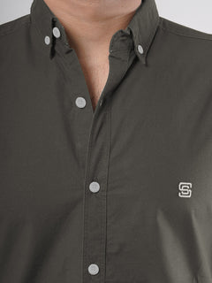 Dark Brown Plain Button Down Casual Shirt (CSB-74)