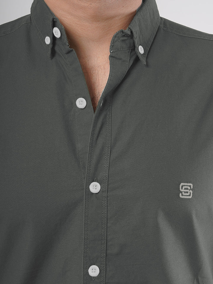 Grey Plain Button Down Casual Shirt (CSB-76)