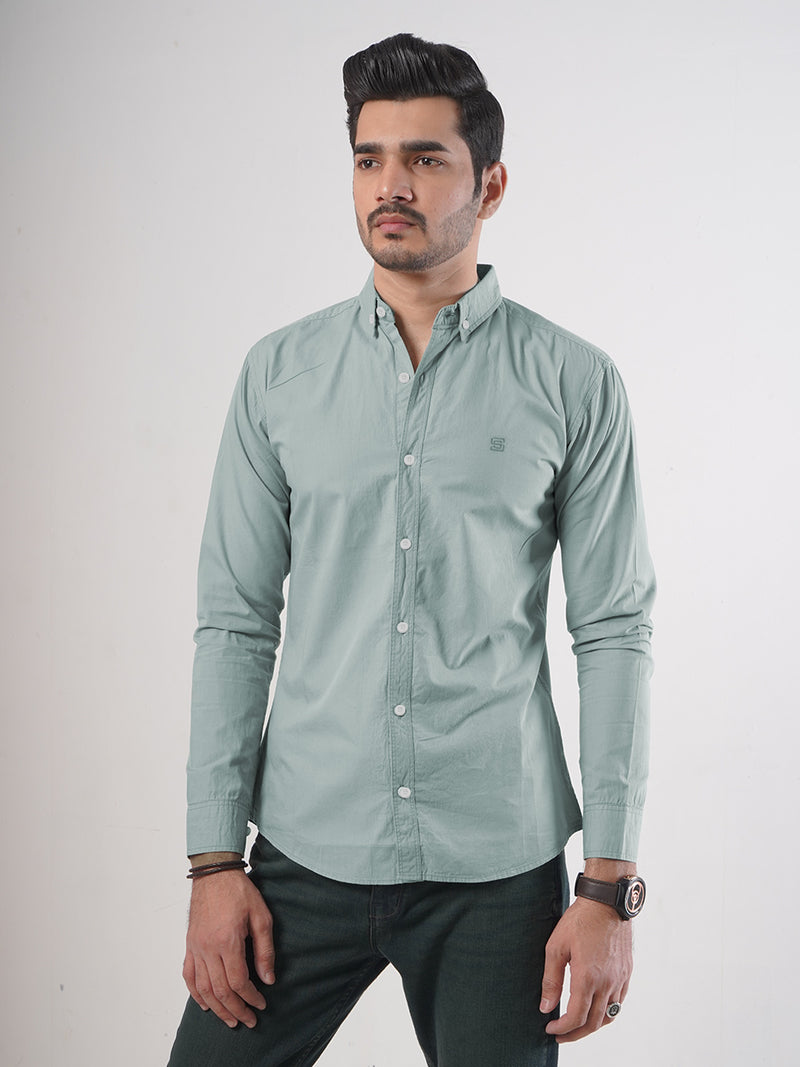 Ice Blue Plain Button Down Casual Shirt (CSB-77)