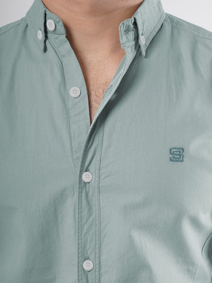 Ice Blue Plain Button Down Casual Shirt (CSB-77)