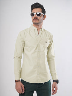 Cream Plain Button Down Casual Shirt (CSB-79)