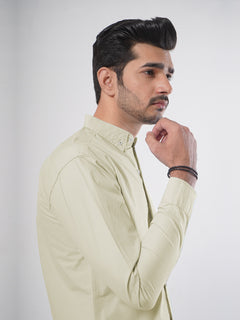 Cream Plain Button Down Casual Shirt (CSB-79)