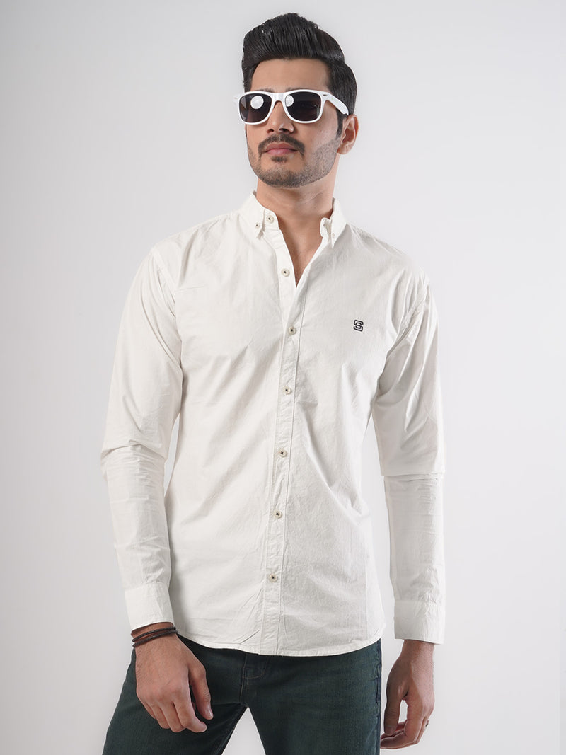 White Plain Button Down Casual Shirt (CSB-80)