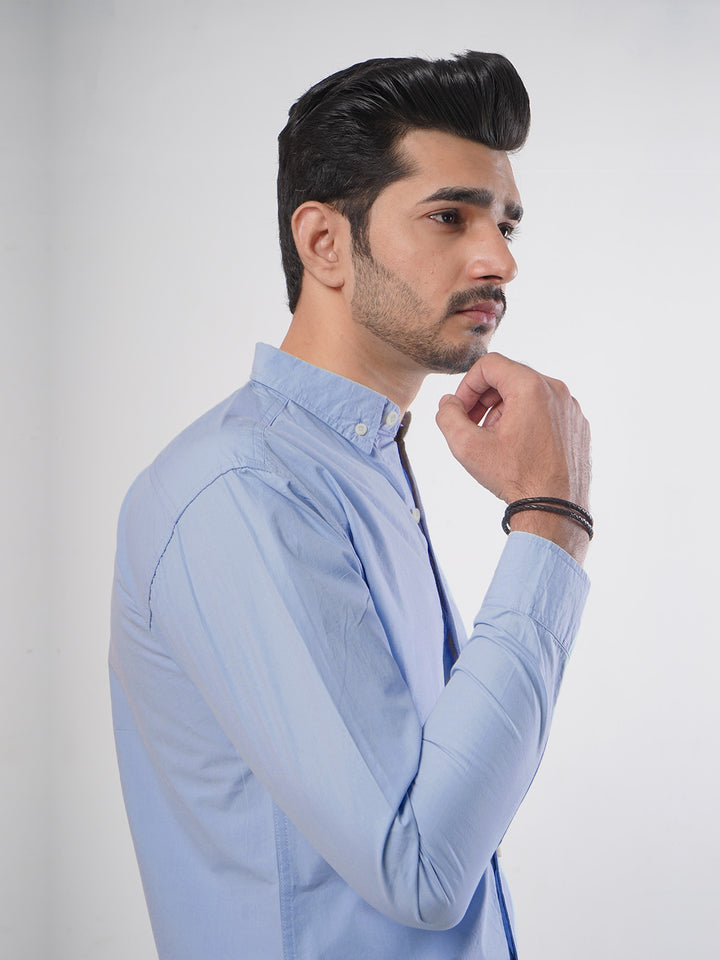 Sky Blue Plain Button Down Casual Shirt (CSB-81)