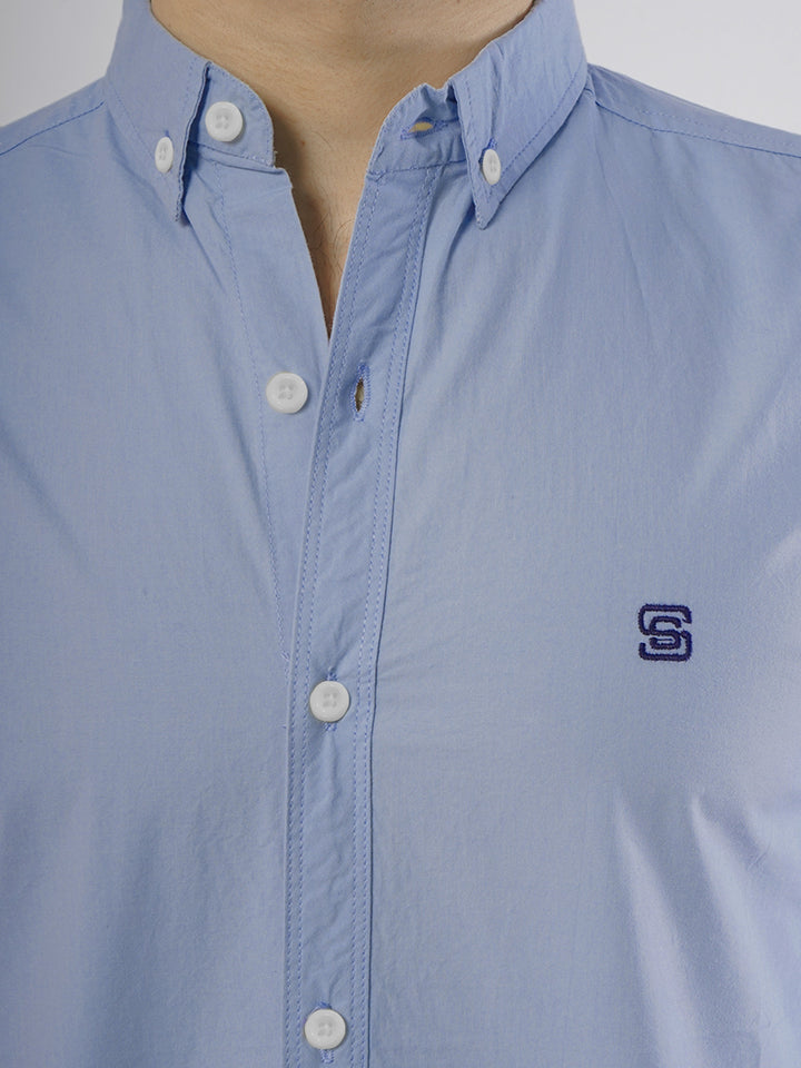 Sky Blue Plain Button Down Casual Shirt (CSB-81)