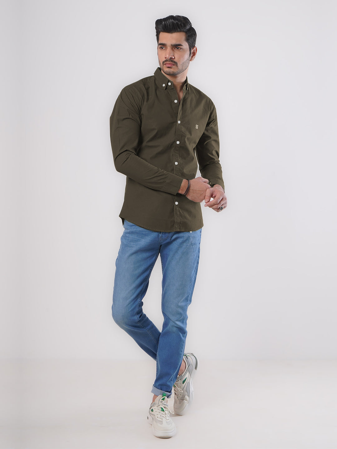 Chocolate Brown Plain Button Down Casual Shirt (CSB-83)