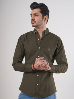 Chocolate Brown Plain Button Down Casual Shirt (CSB-83)