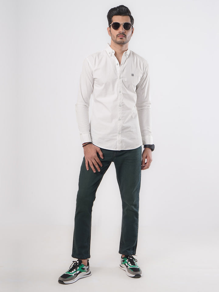 White Plain Button Down Casual Shirt (CSB-84)