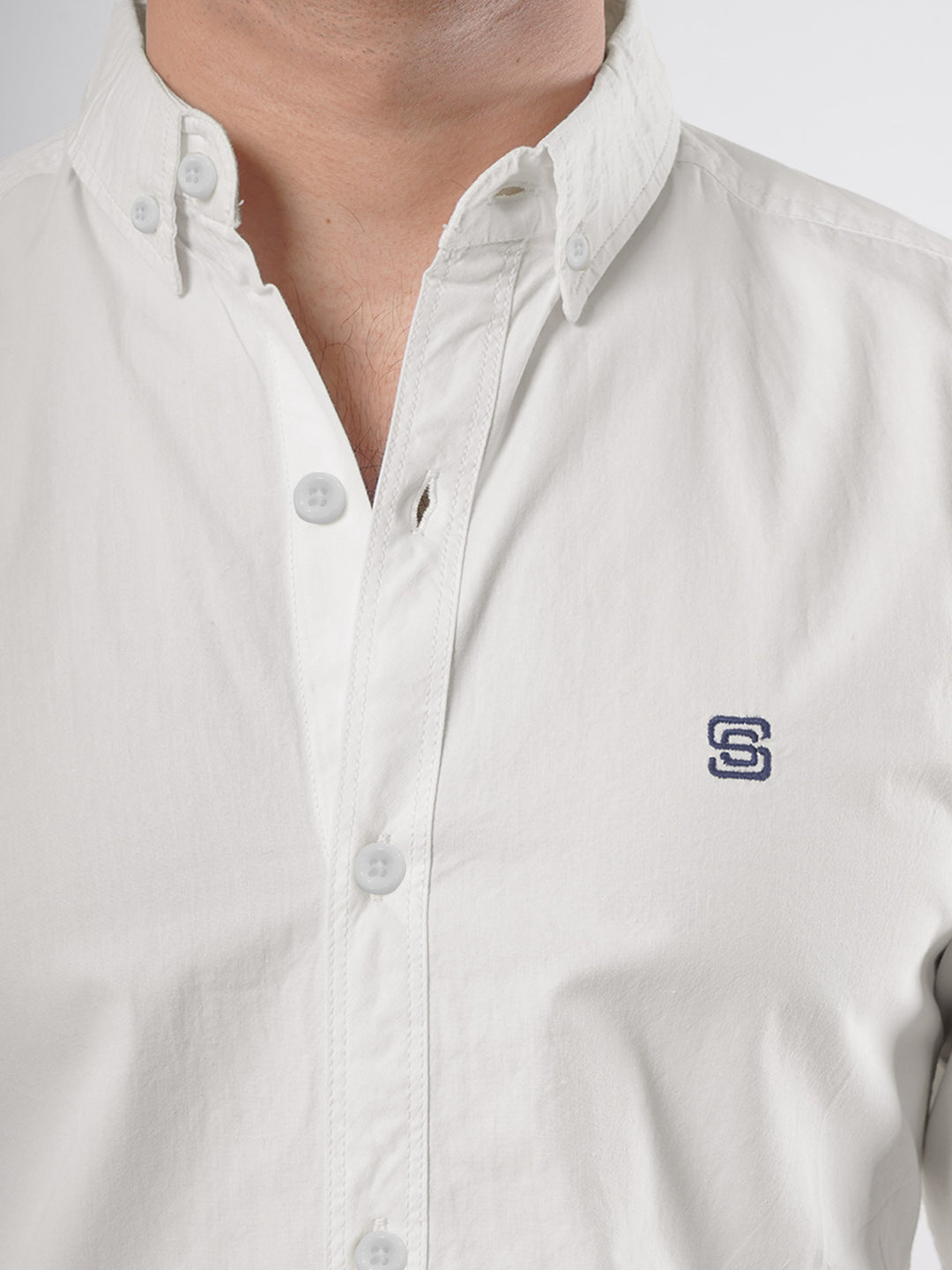 White Plain Button Down Casual Shirt (CSB-84)