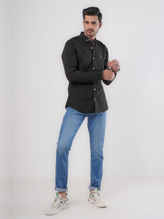 Black Plain Button Down Casual Shirt (CSB-86)