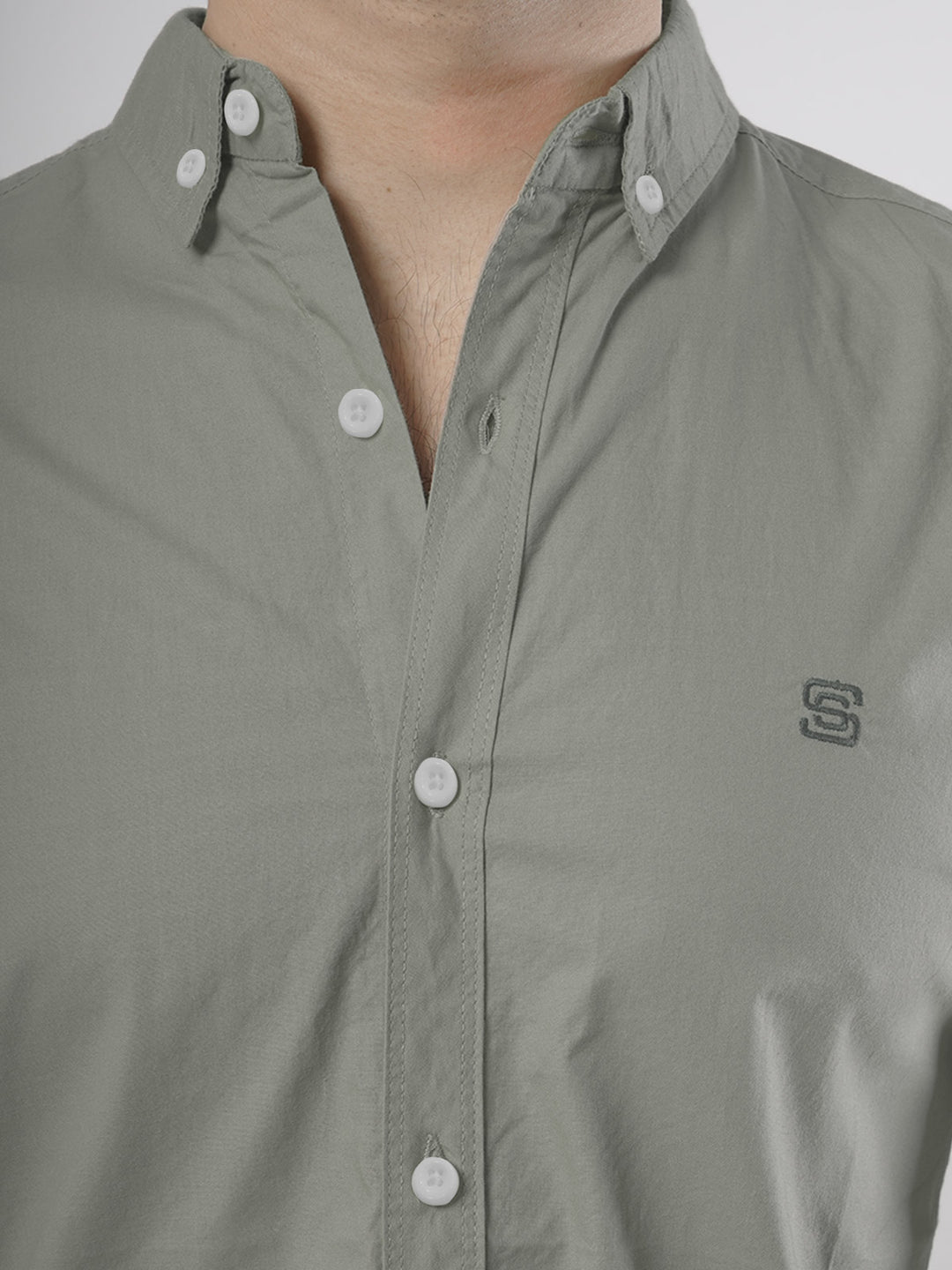 Light Grey Plain Button Down Casual Shirt (CSB-90)