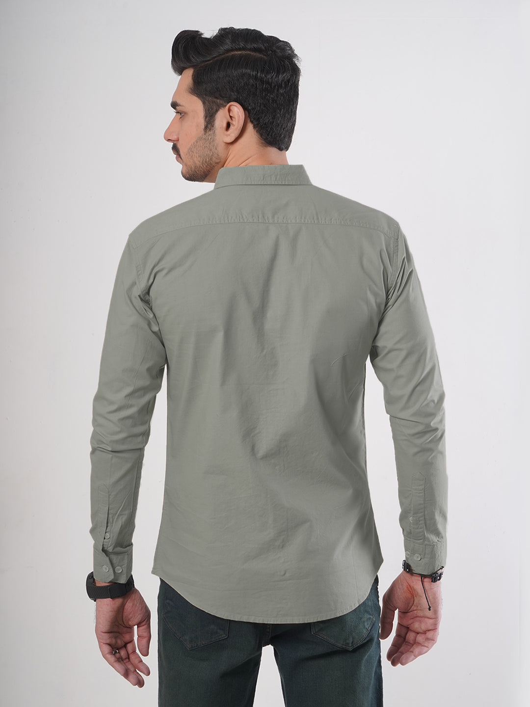 Light Grey Plain Button Down Casual Shirt (CSB-90)