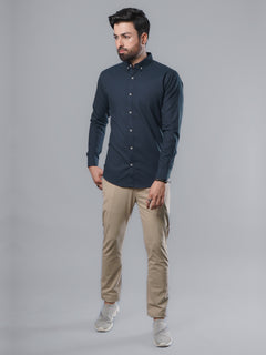 Dark Blue Plain Button Down Casual Shirt (CSB-97)