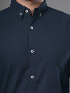 Dark Blue Plain Button Down Casual Shirt (CSB-97)