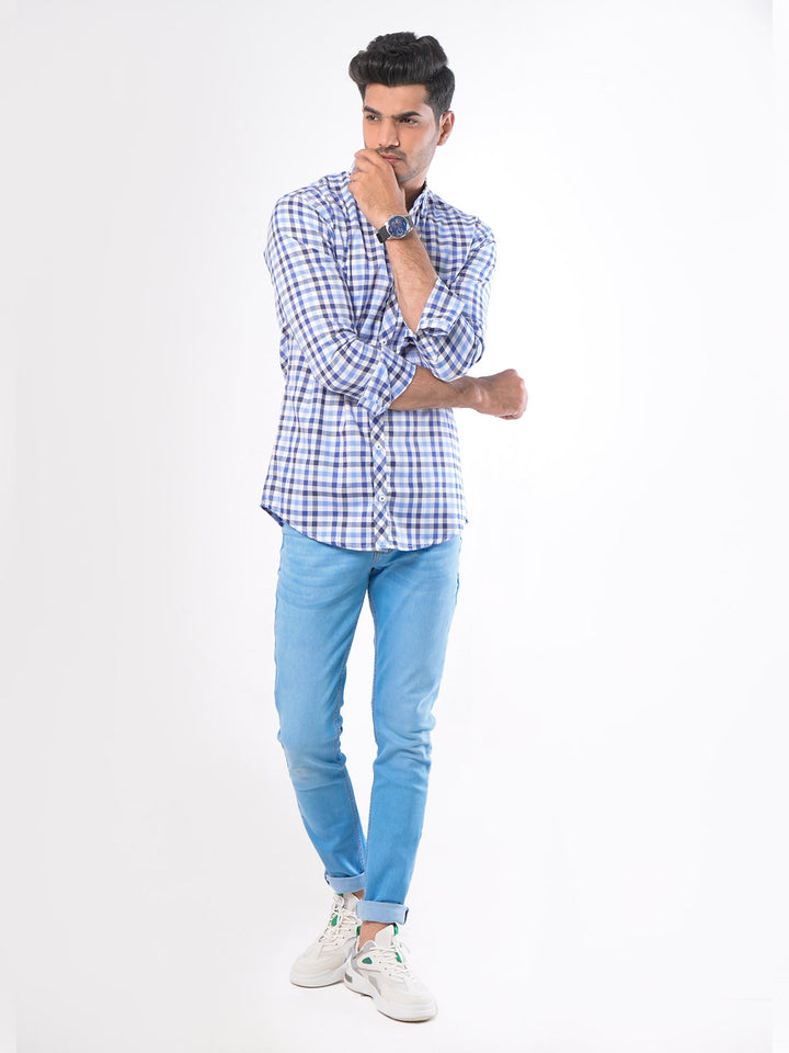 Multi Check Button Down Casual Shirt (CSC-022)